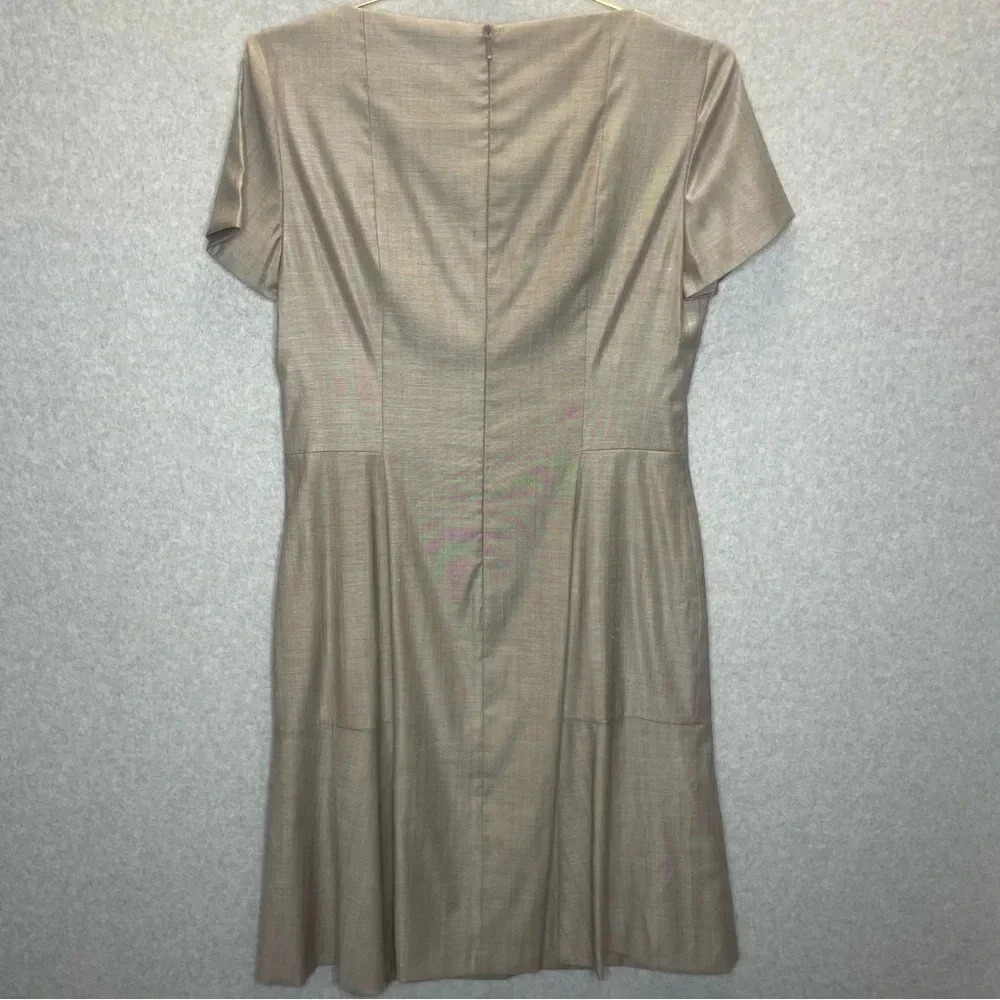 Hugo Boss Virgin Wool Structured V Neck Polished Career Dress - Picture 5 of 6